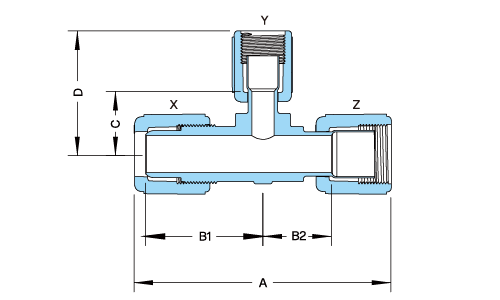 PFA Union Reducer Tee Flare/ Space Saver